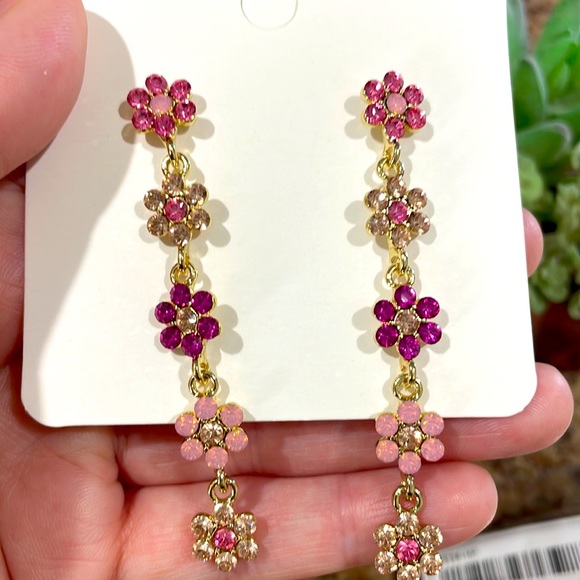 Betsey Johnson Cubic Zirconia Flower Earrings - Picture 8 of 8